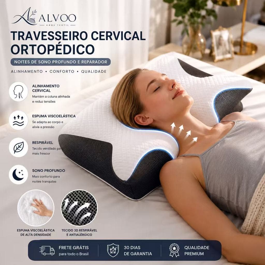Travesseiro Cervical Ortopedico Magnetico Wing Pillow Comfor AntiApneia RoncoOrtopedico Infravermelho Apneia Travesseiro