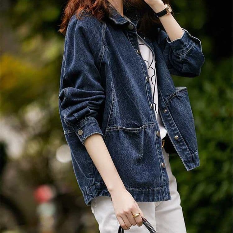 Jaqueta jeans jaqueta temperamento moda solta mais magro olhar uniforme de beisebol estilo Preppy jaqueta jeans casacos