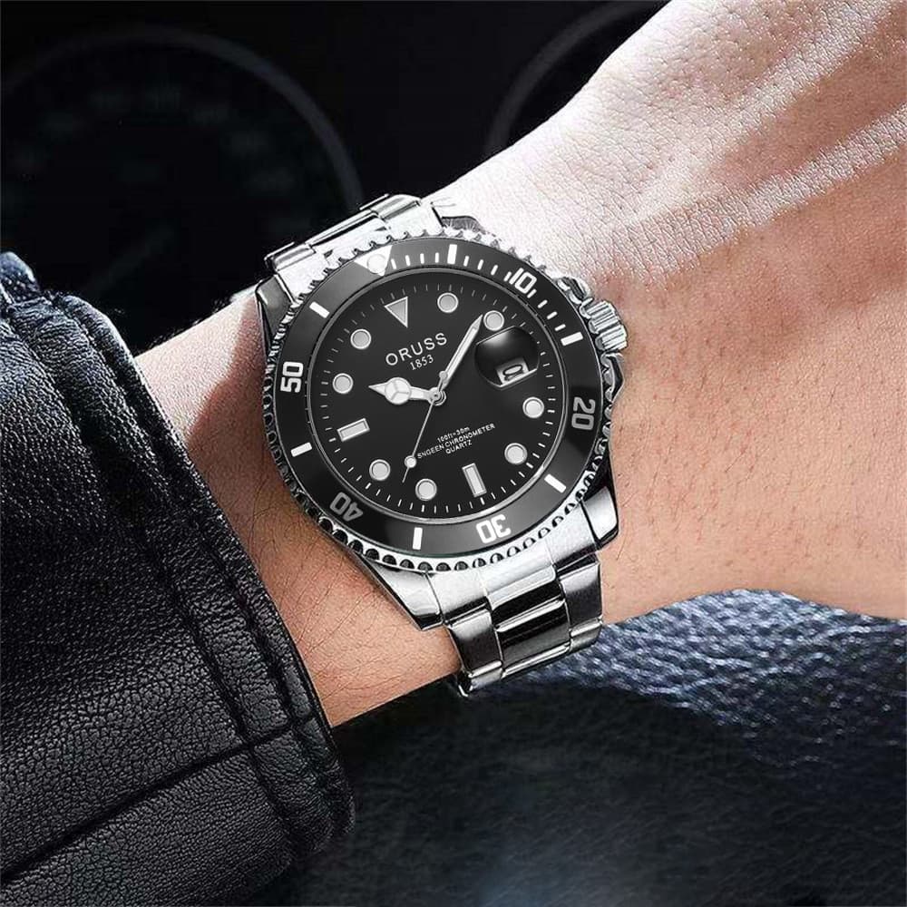 Fabricante de cabelo reto relógio masculino moda impermeável luminosa durável pulseira de aço relógio masculino na moda
