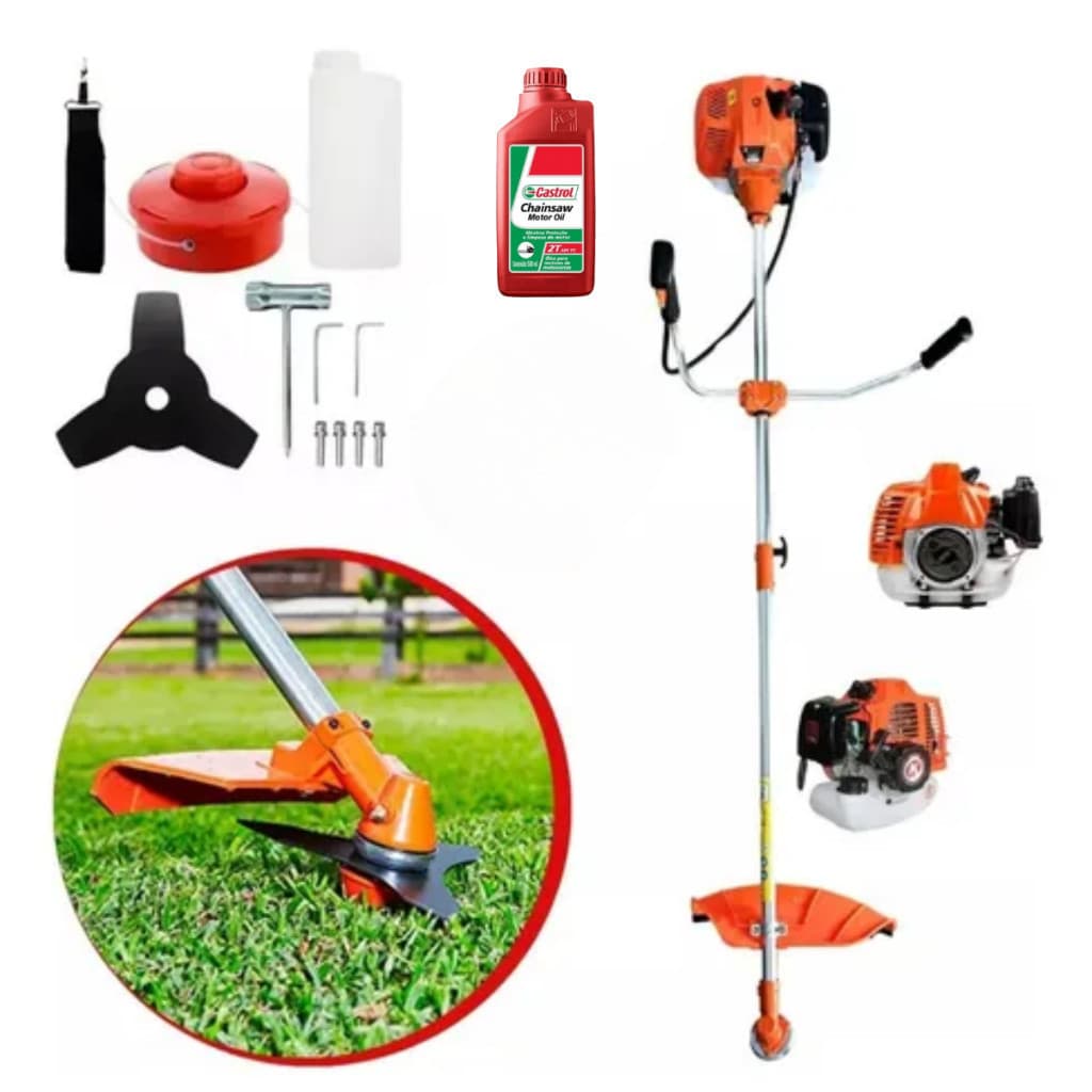 Roçadeira a Gasolina 75cc 3.5HP Profissional – Cortador, Aparador e Desbrozadeira + Óleo de Brinde