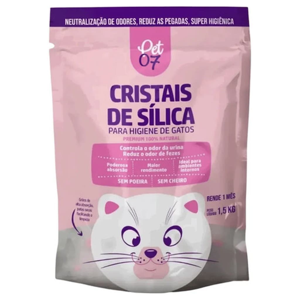 Areia Sílica Para Gatos 1,5kg STYLOSSO Granulado Cristais Higiene Caixa Sanitária Pet Limpeza Banheiro Felino