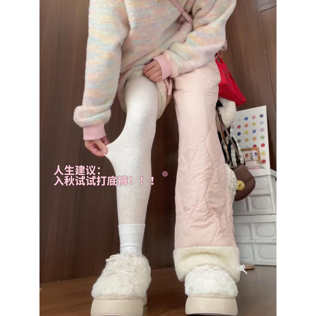 Leggings com rosca branca feminina outono inverno 2025 novo estilo cintura alta exterior Wear fino-ajuste forro de lã en