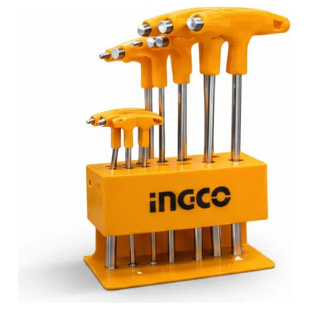 Conjunto Chaves Allen Esférica Ingco Punho T 8 Peças Laranja Cromado Ergonômico