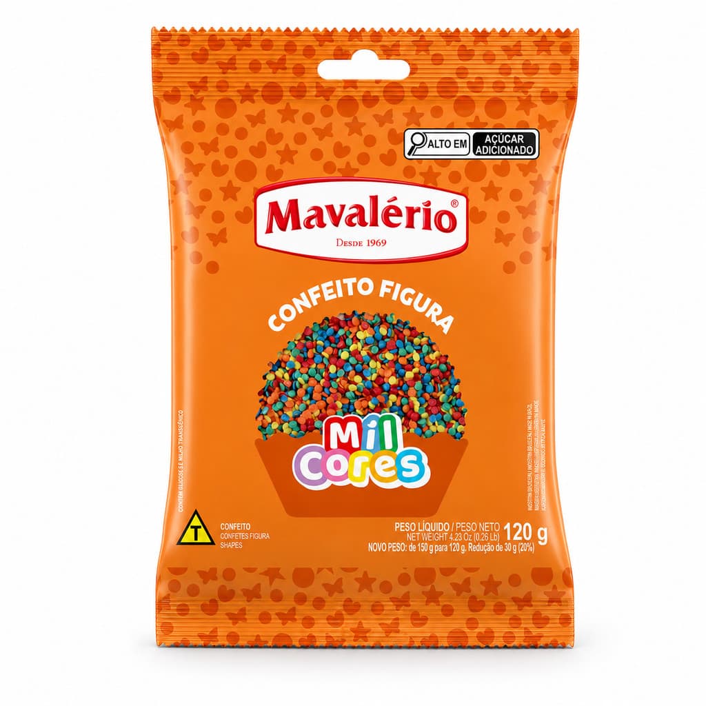 CONFEITO FIGURA MINI CONFETE MIL CORES MAVALÉRIO - 120g