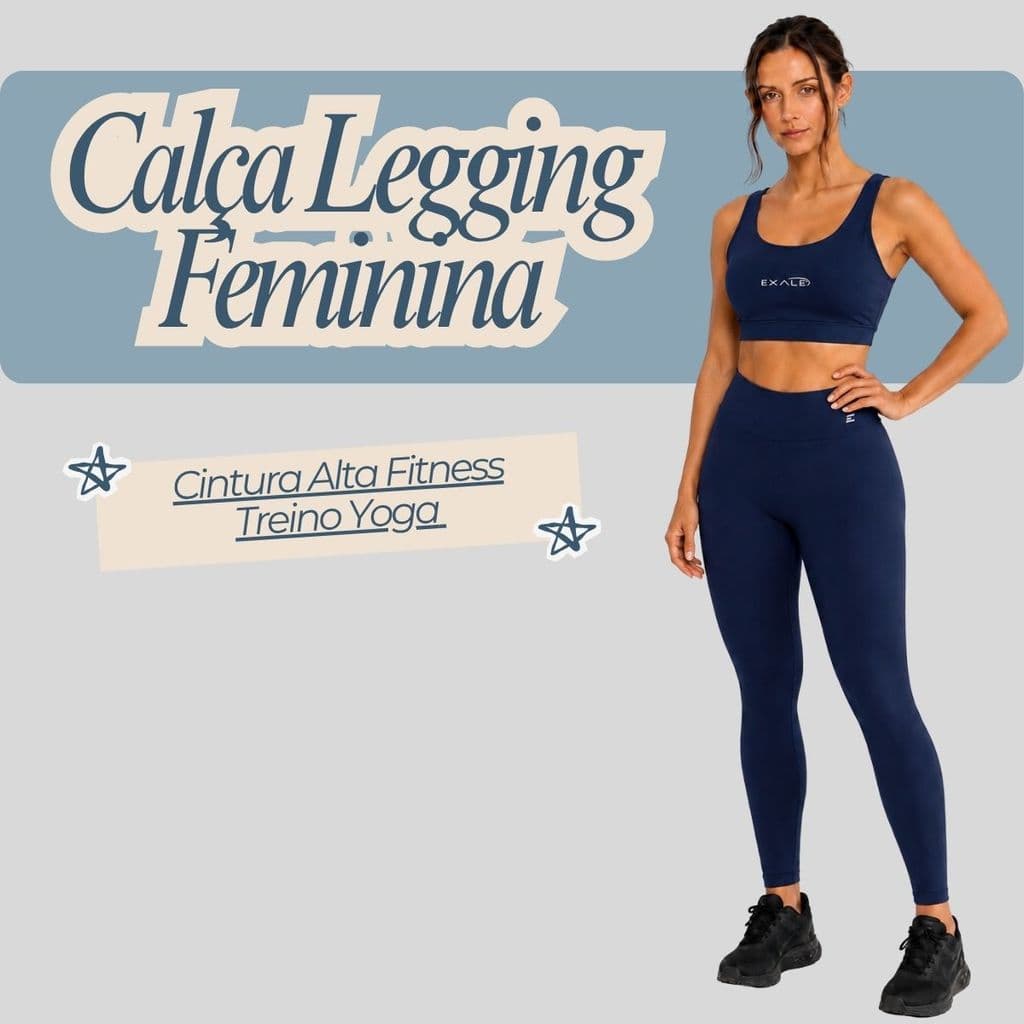 Calça Legging Feminina Academia Cintura Alta Fitness Treino Yoga Compressão 1005-A