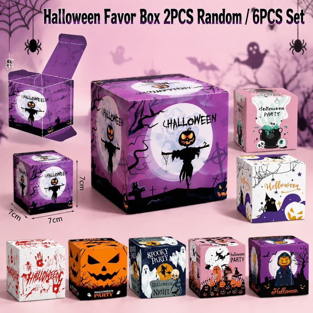 2/6 Pcs Caixas De Presente Aleatórias De Doces De Halloween Para Lembrancinhas De Festa De Mesa De Sobremesa