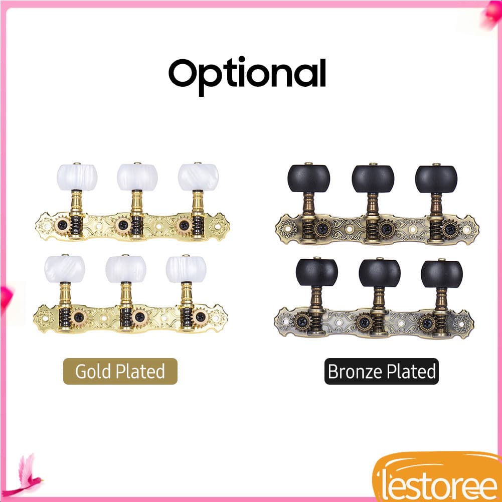 lestoree.br Alice 2 peças (L&R) Peg de afinação de violão clássico banhado a bronze Cabeças de máquina acústica 1: 16