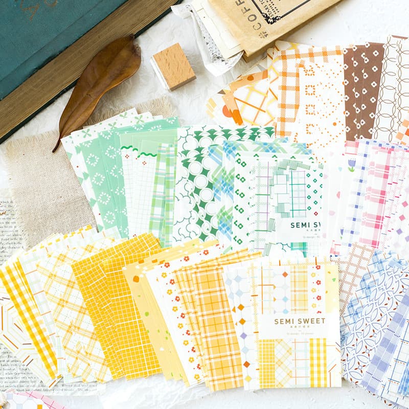 50 folhas bonito manual fundo treliça manual nota papel ins alto valor não-pegajoso Material rasgável adesivos de papel
