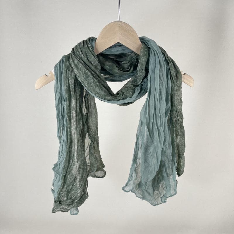 Retro arte verde plissado Floral lenço de seda feminino pescoço atmosfera exterior xale lenço de algodão linho fabricant