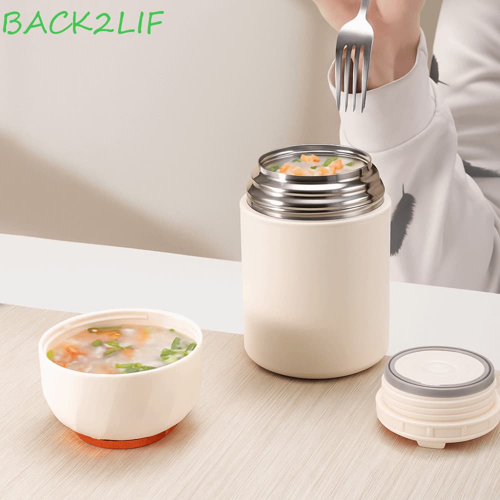 Frasco Térmico Para Alimentos BACK2LIF , Copo De Sopa Térmica Portátil De Camada Dupla , Piqueniques De Lancheira De Aço