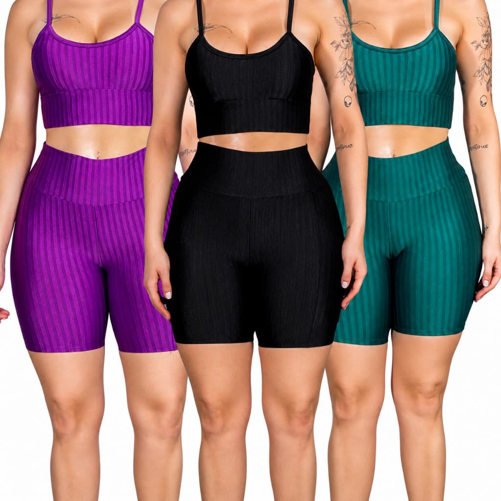 Kit 2 Short Feminino 3D M ao G3 Suplex Legging Academia Cintura Alta Levanta Bumbum