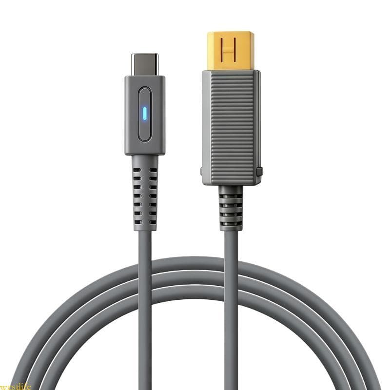 1 8M Cinza PVC Tipo C Alimentação Fio Carregamento Rápido Para Dispositivos Console Jogos Carr