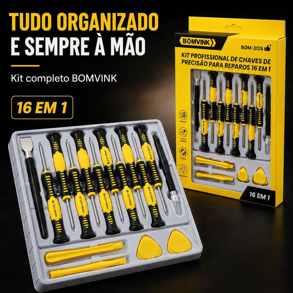 Kit Chaves De Precisão 16 Peças Manutenção Celular Notebook