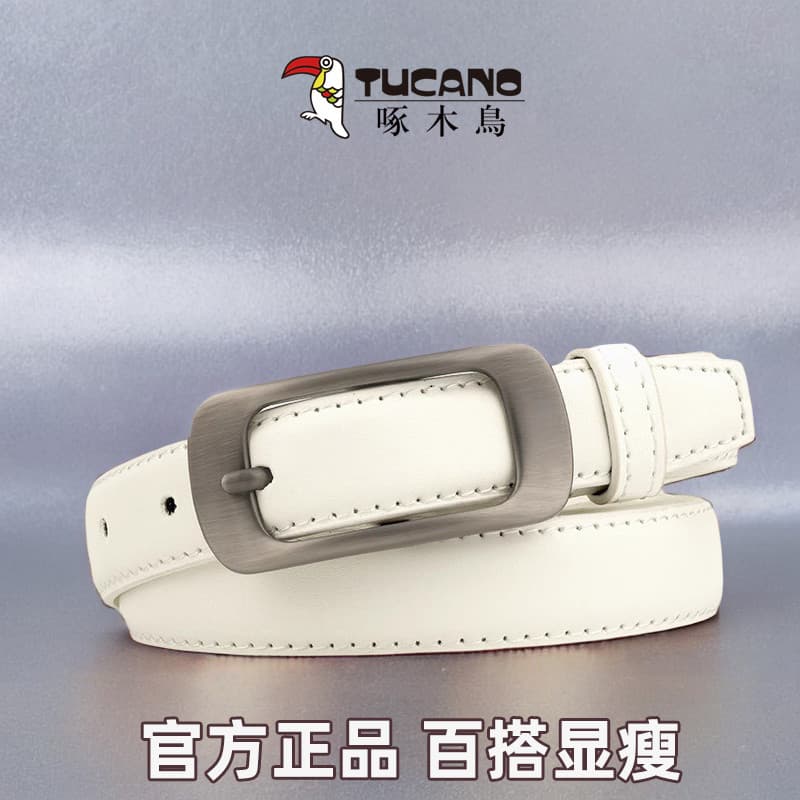 Woodpecker cinto feminino pino fivela cinto de negócios Casual cinto feminino moda cinto branco