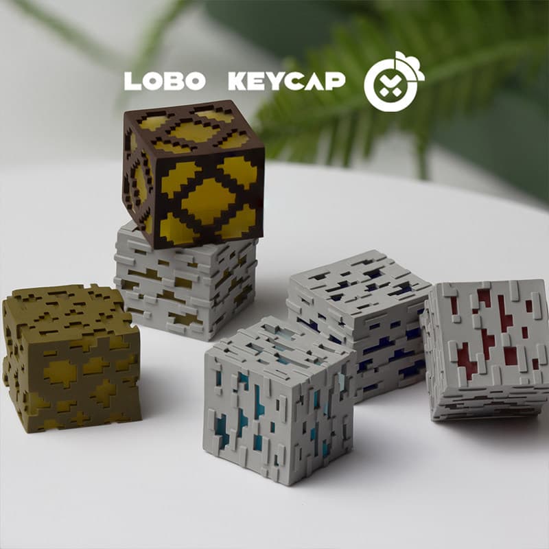 Teclado mecânico Minecraft Keycap transparente lápis-lazúli minério Fluorite único teclado boné Erchuang personalizado E