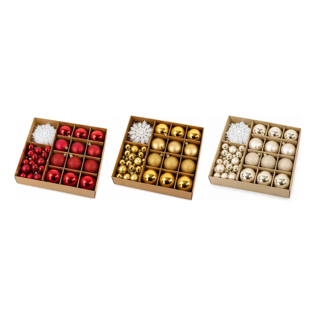 Kit 54 Bolas Natal Premium Luxo Pendentes Decoração Árvore Enfeites