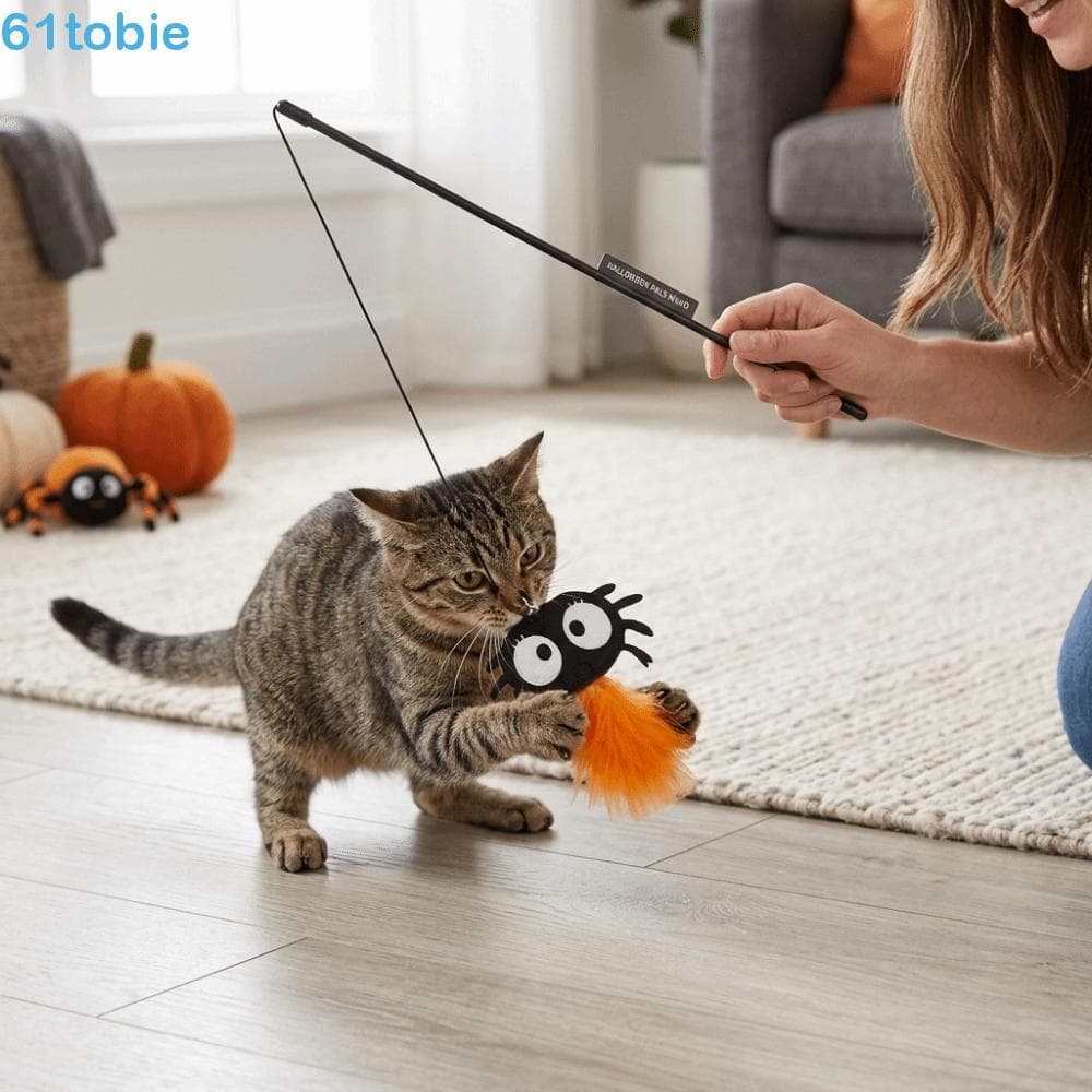 TOBIE 3 Unidades De Brinquedos Para Gatos De Halloween , Brinquedo Interativo Engraçado De Varinha De Gato Haste De Plás