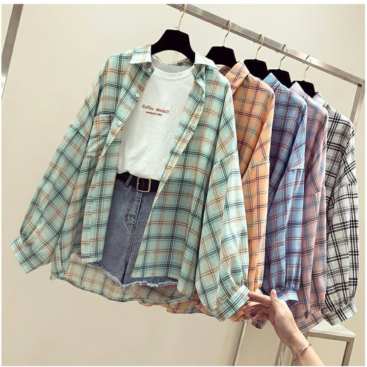 Desconto de marca Roupas femininas contador de retirada comércio exterior xadrez protetor solar roupas femininas de mang