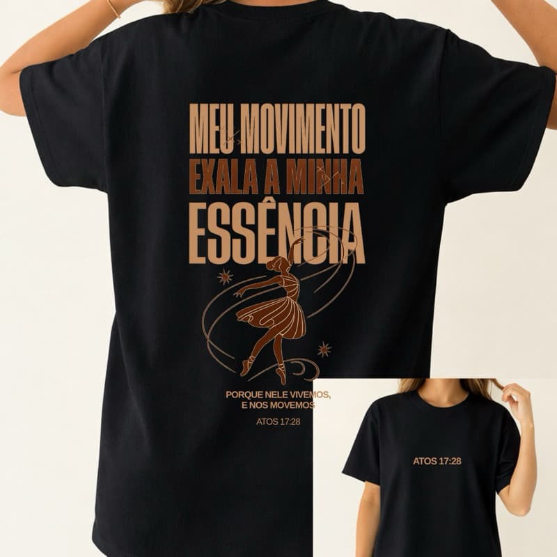 Camiseta em Algodão Camiseta Feminina Dança Ballet Ensaio Estilosa Confortável Treino