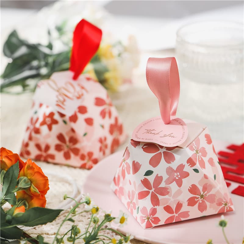Flor de cerejeira diamante caixa de doces lembrança de casamento bebê mês inteiro retorno caixa de presente casamento po