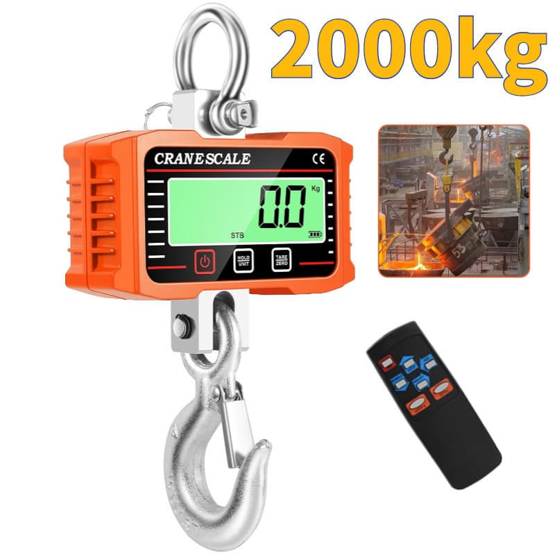 Display LCD Digital Balança Crance De 2000 Kg Guindaste De Gancho Eletrônico Portátil Para Serviço Pesado Medidor De Pes