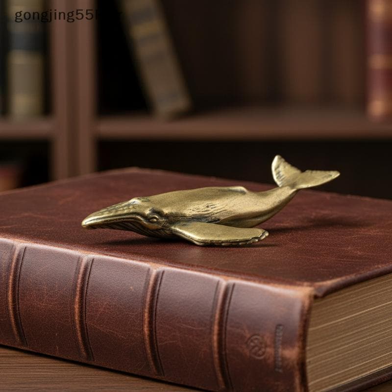 gon Estátua De Baleia De Latão Sólido Premium Artesanal Estatueta De Animal Marinho Para Desktop Escritório Casa Decoraç