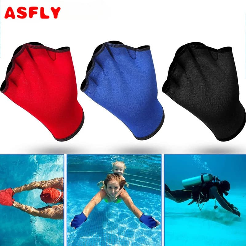 1 Par Luvas Aquáticas De Treinamento De Natação Grande Webbed Luva Sem Dedos Resistência À Água Remo Para Homens