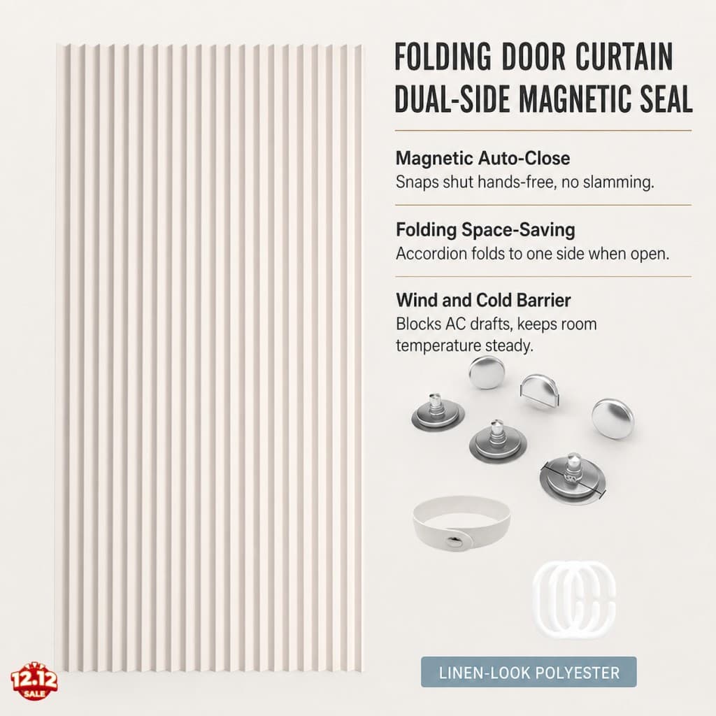 Cortina Magnética De Porta Dobrável Com Fechamento Automático , Divisor De Sala De Poliéster , Isolamento Frio , Quarto