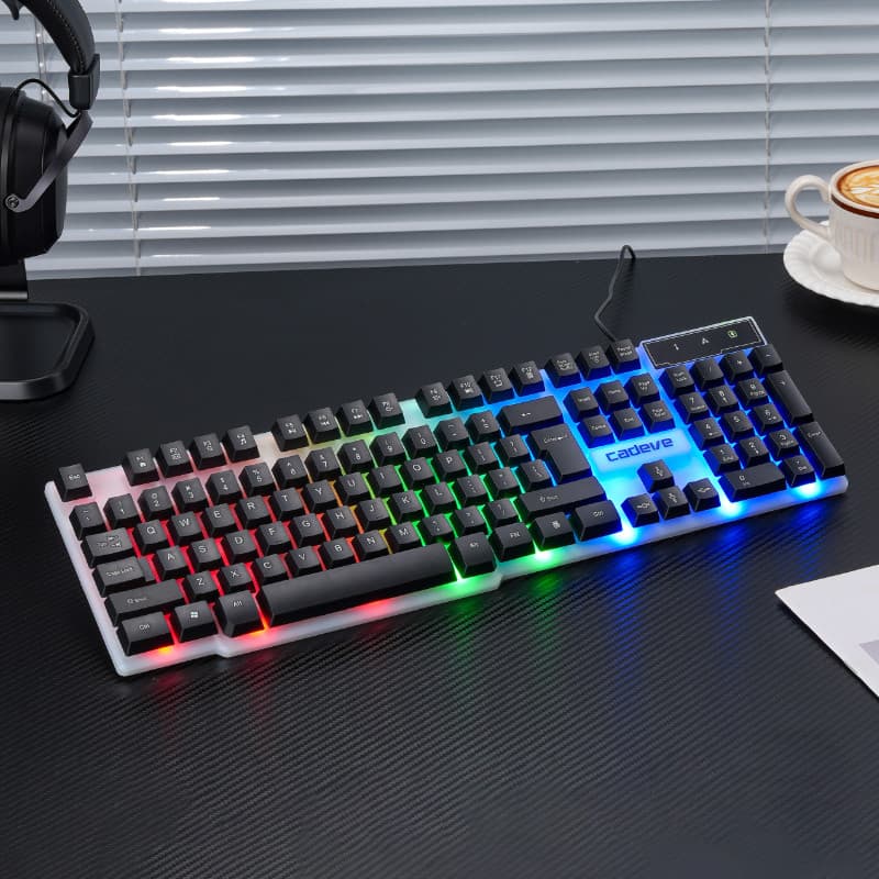 Teclado Com Fio USB APAYADO VR6 104 Teclas Para Jogos Em Tamanho Real Mecânicas Arco-Íris LED Backlight Flutuantes PC Co