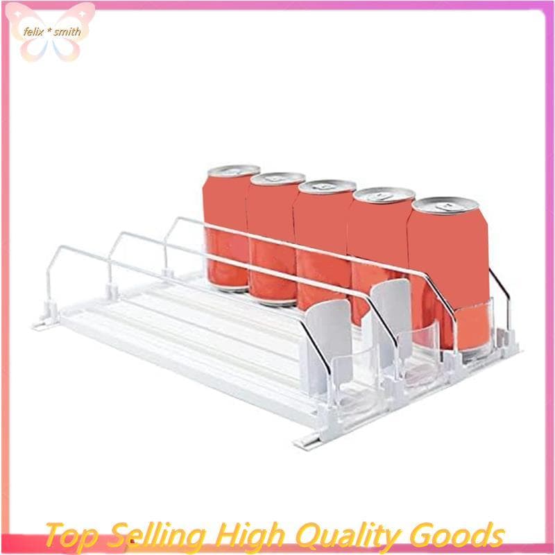 Organizador De Bebidas Dispensador De Refrigerante Branco Empurrador Automático Glide Apto Para Geladeira-Comporta Até 1