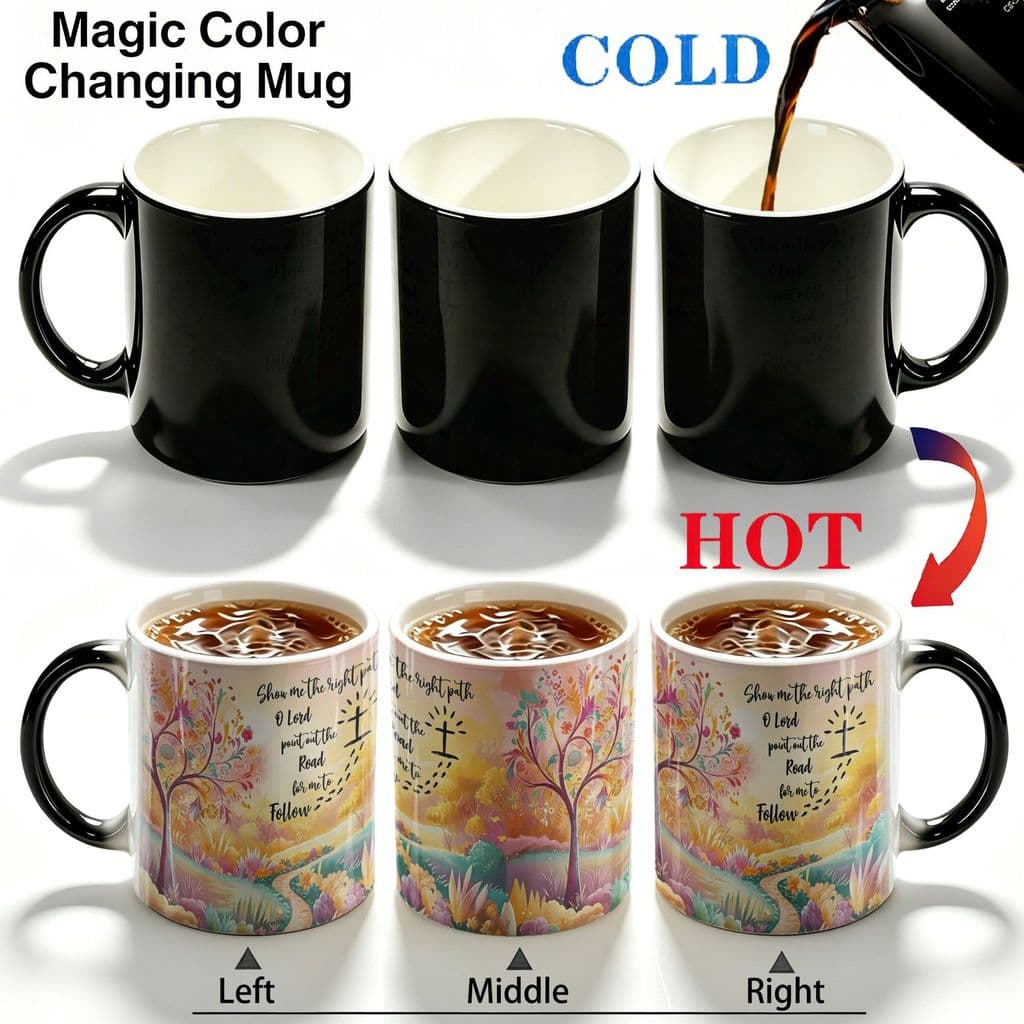 Mostre-me o caminho direito Guia frontal Caneca que muda de cor Térmica Copo de água para café Presente