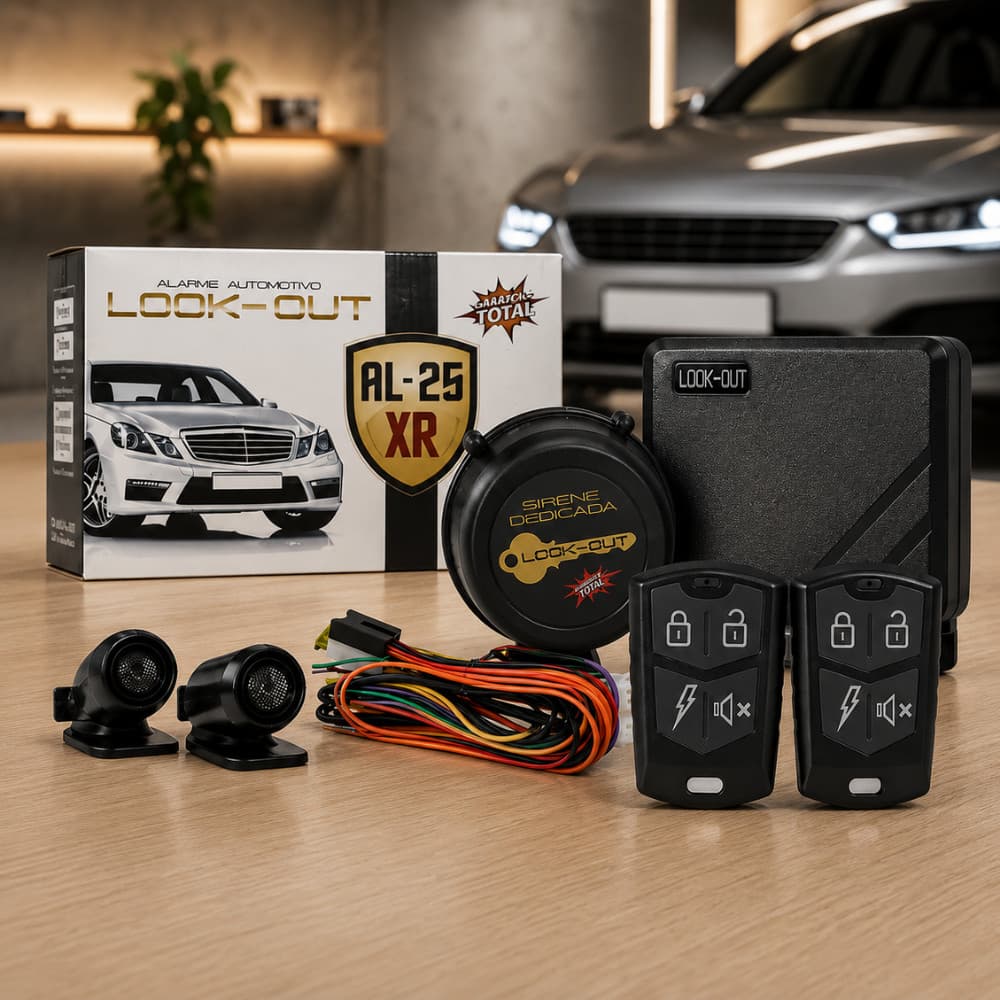 Alarme Para Carro Look Out AL25 XR 2 Controles Sirene Função Pânico