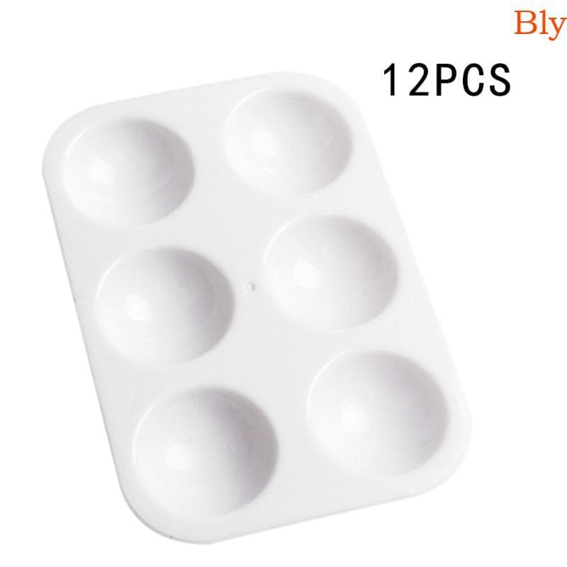 Bly 12 Unidades Paletas De Pintura Branca Bandeja De Paleta De Aquarela Retangular De 6 Poços