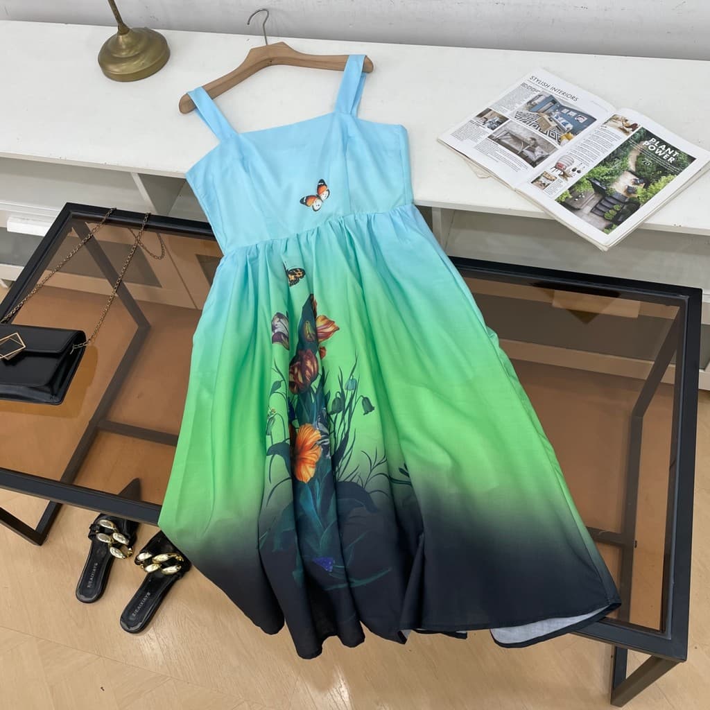 Vestido de alça feminino 2026 verão novo estilo moda roupas femininas na moda versão coreana saia longa estilo chinês C#