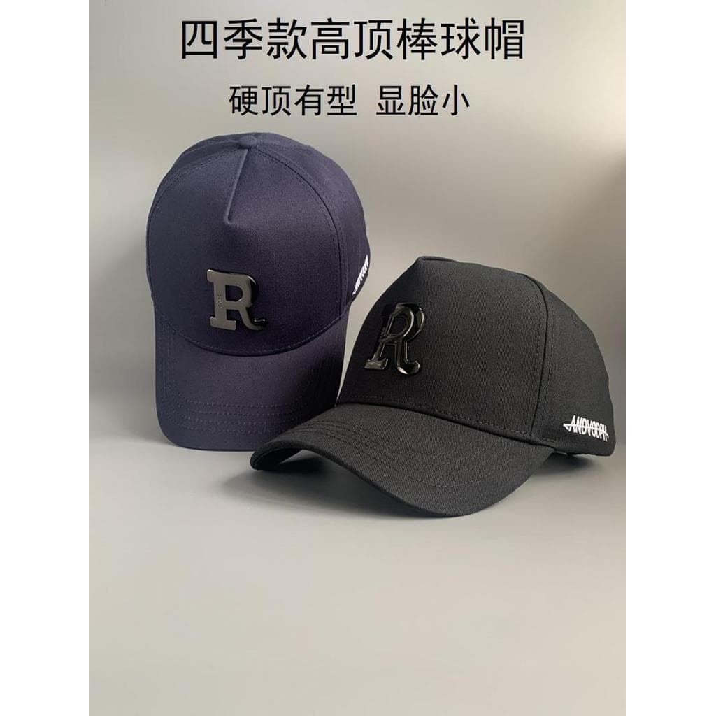 2024 outono inverno novo estilo duro topo boné de beisebol Metal R alto boné masculino Extra grande aprofundamento grand