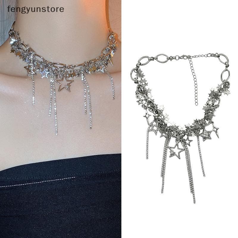Novo Estilo Punk Bling Corrente Estrela sel Gargantilha Nelace Para Mulheres Jóias Festa Colares