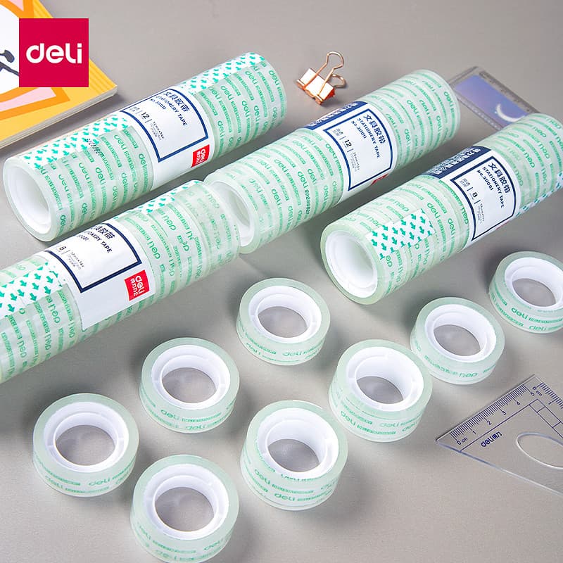 Fita de papelaria 1.2cm transparente pequena fita 1.8cm estudantes podem rasgar à mão fita adesiva de papel tiras adesiv
