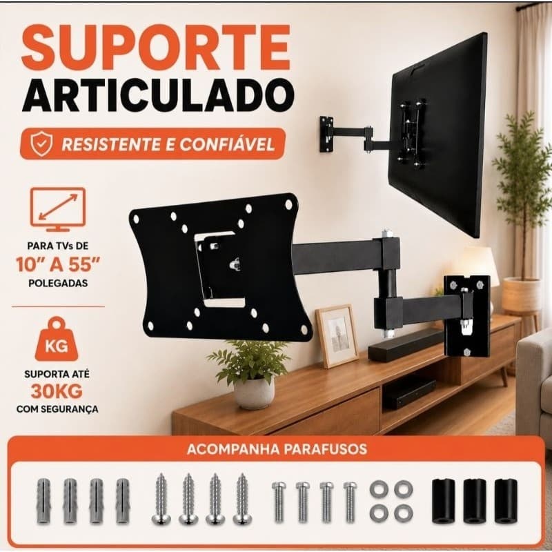 Suporte de TV Articulado Monitor Led Lcd 3d Plasma 19 20 22 24 27 29 32 40 43 55 Polegadas