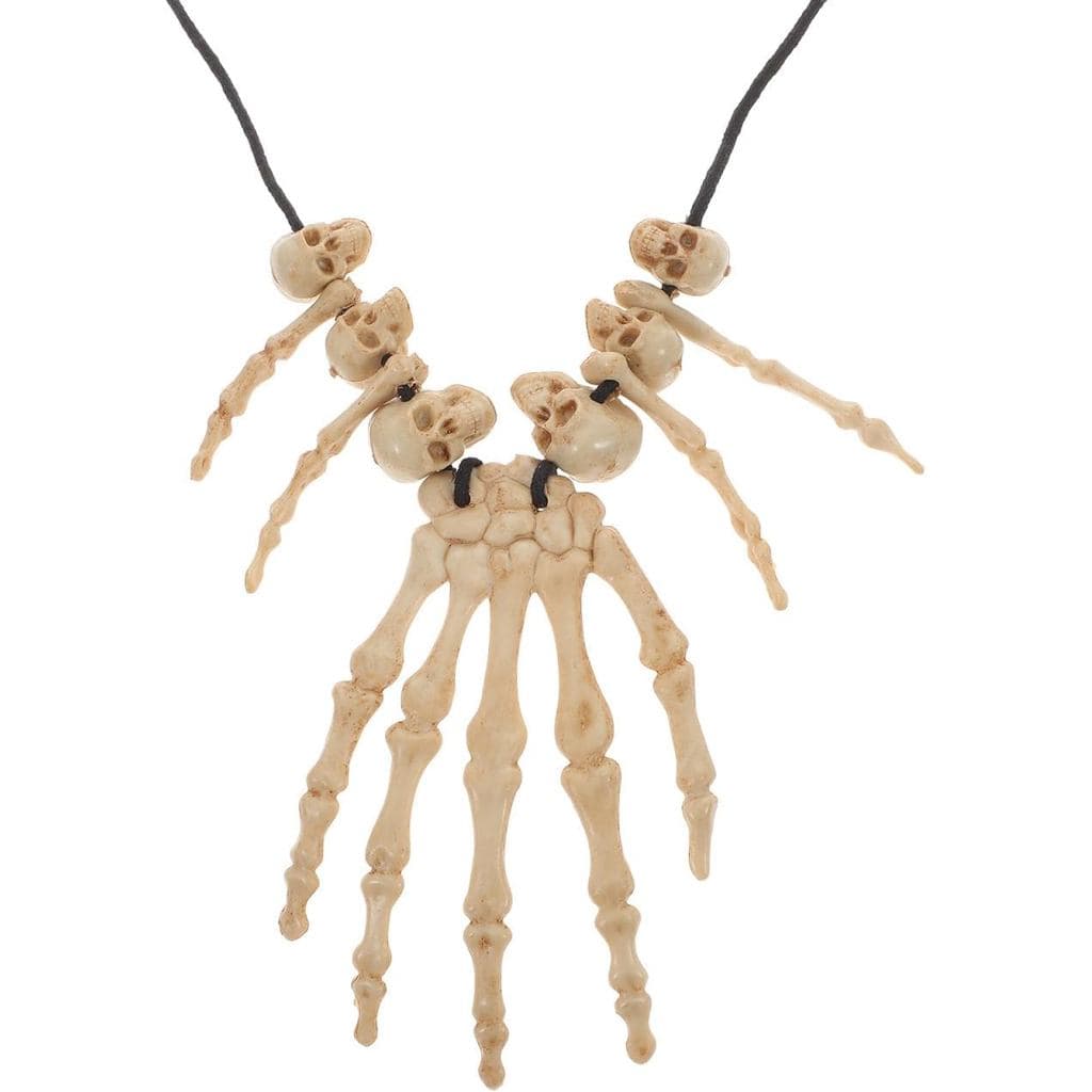 Colar De Caveira E Osso , Pingente De Mão De Halloween De Plástico Vintage Joias Góticas Leves Acessórios De Fantasia De