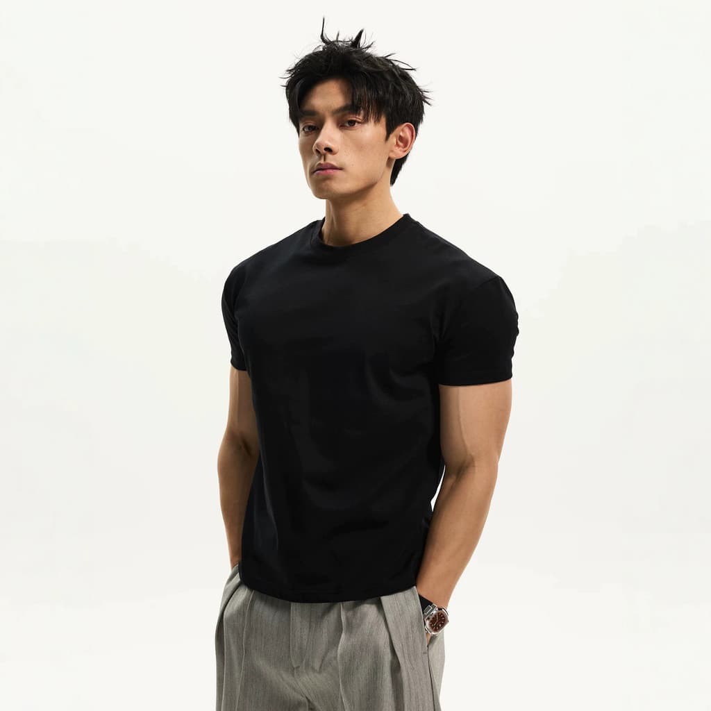 Almofadas de ombro de verão americano 230g manga curta punhos encurtados camiseta masculina meia apertada esportes lazer