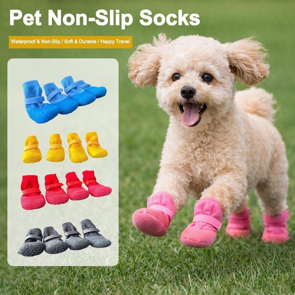 4 Pçs/Set Sapatos Para Cães , Botas Antiderrapantes Impermeáveis Animais De Estimação , Anti-Sujeira , Resistente