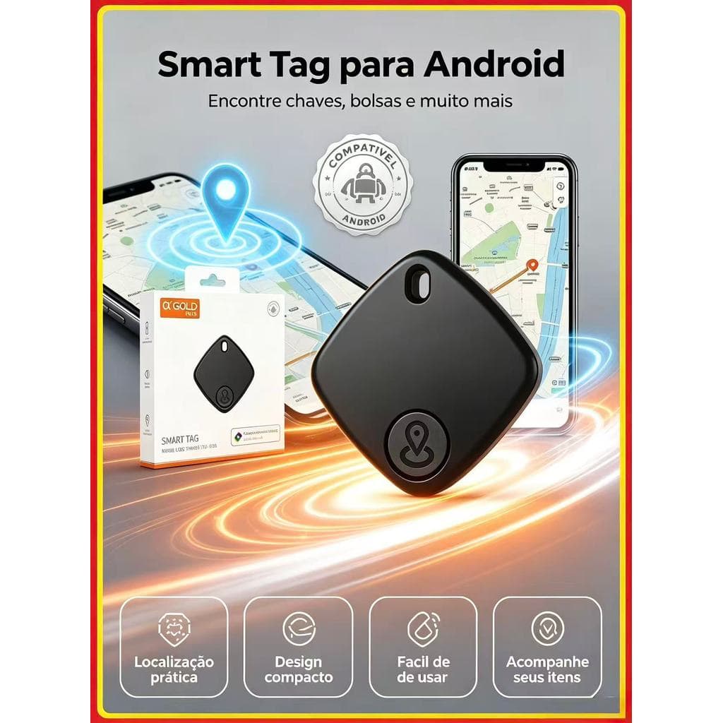 Smart Tag Rastreador Inteligente Compatível com Find Hub Google Android Anti-Perda para Chaves Pets Malas