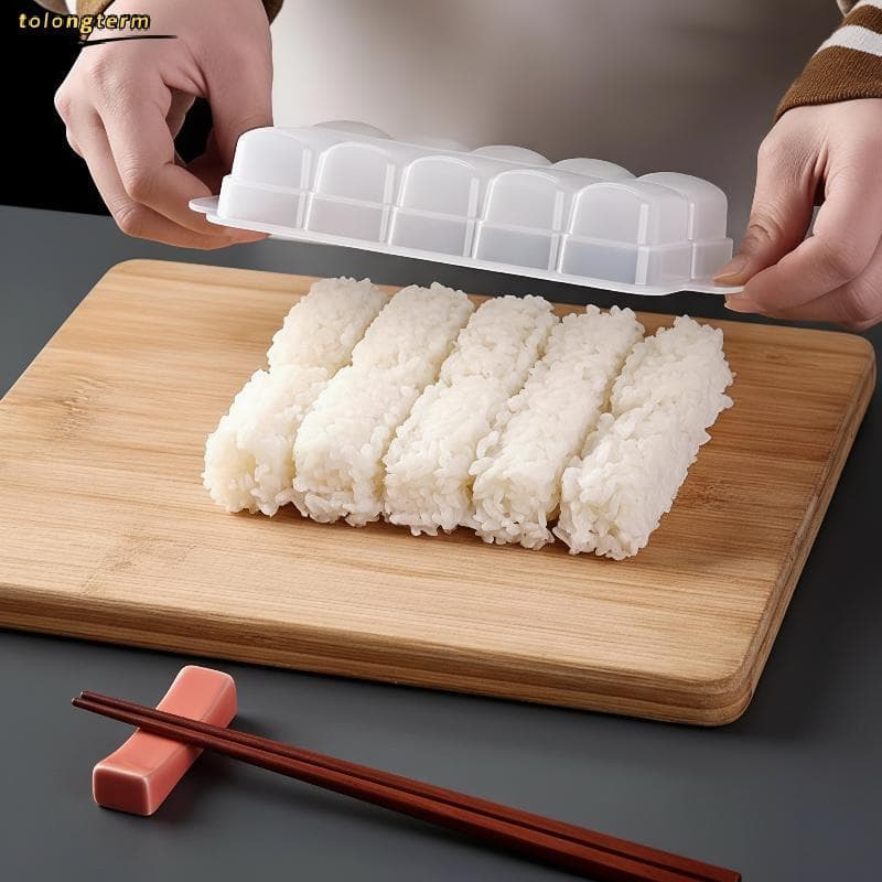 Não-Sti 10 Grades Molde De Sushi Reutilizável DIY Onigiri Maker Caixa De Armazenamento Portátil Para Cozinha Bento Almoç