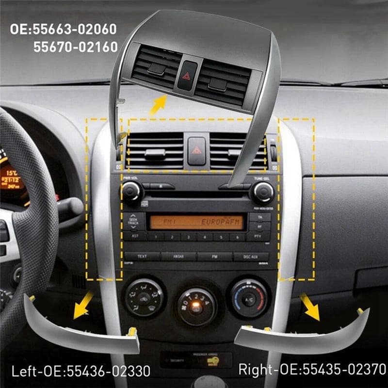Painel Central Do Carro A/C Saída De Ventilação Ar + Tira Guarnição Para Toyota Corolla 2007-2013 Capa 55670-02160