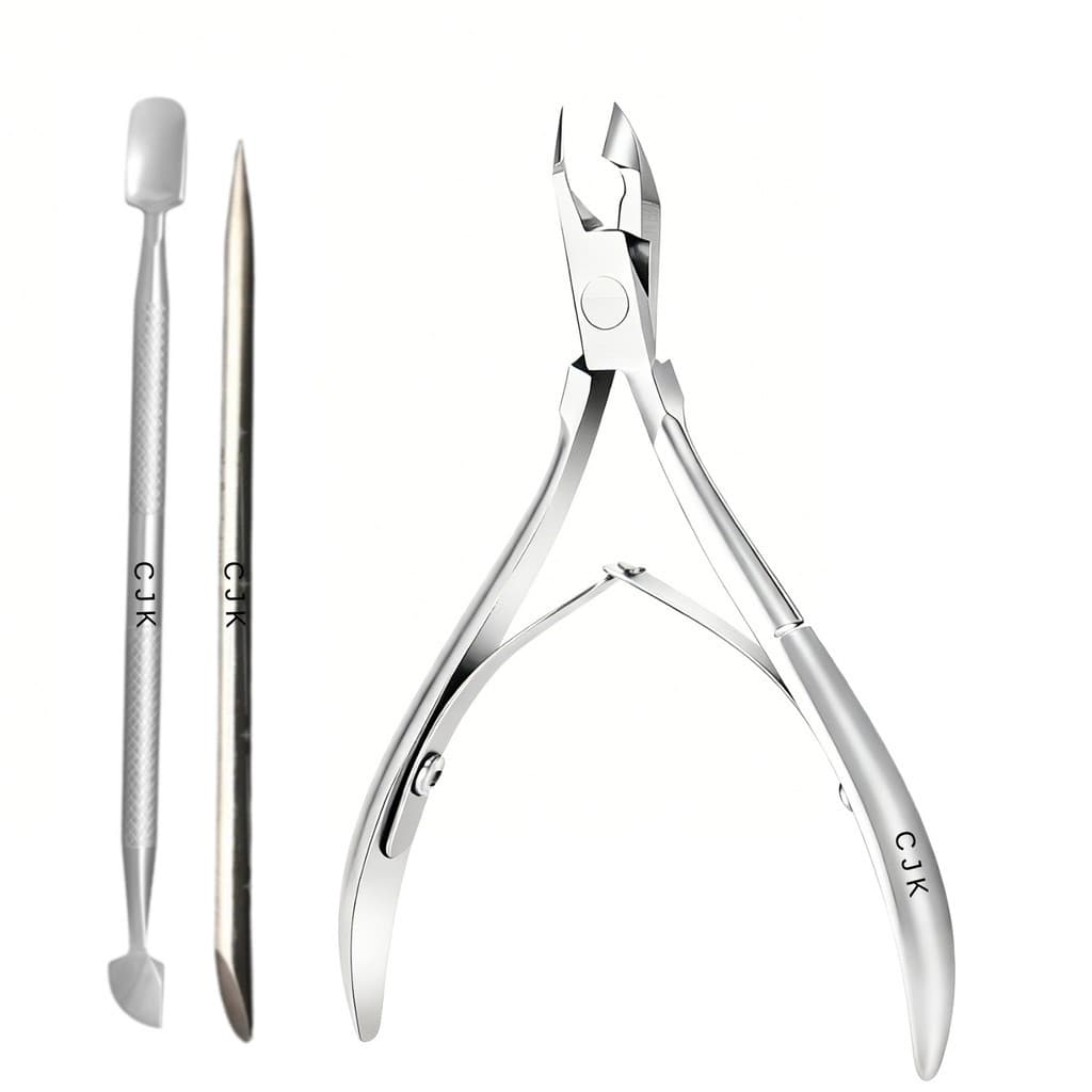 Alicate de cutícula + espatula + palito inox manicure 3 itens. Usar amolecedor de cutícula e esmalte
