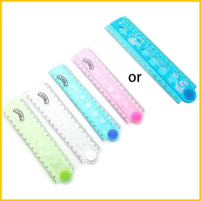 SUN 30cm Coreano Régua Dobrável Flexível Multifuncional Plástico Desenho Réguas Escritório S