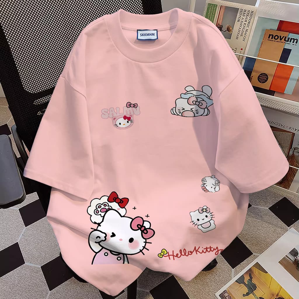 Verão Manga Curta Camiseta Feminina Coreano Doce Estilo Universitário HelloKit Em Alta Moda