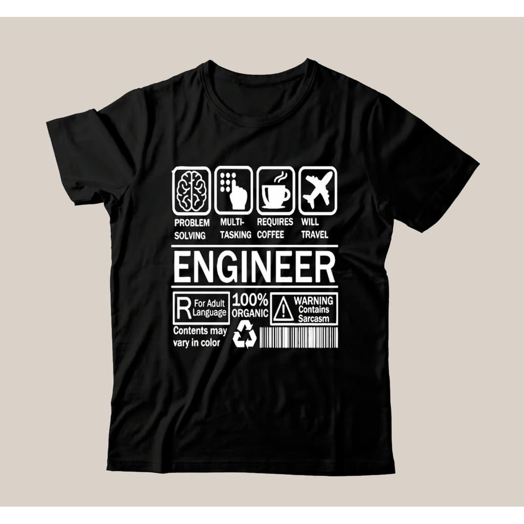Camiseta Preta Unisexx Casual Engineer Engenharia