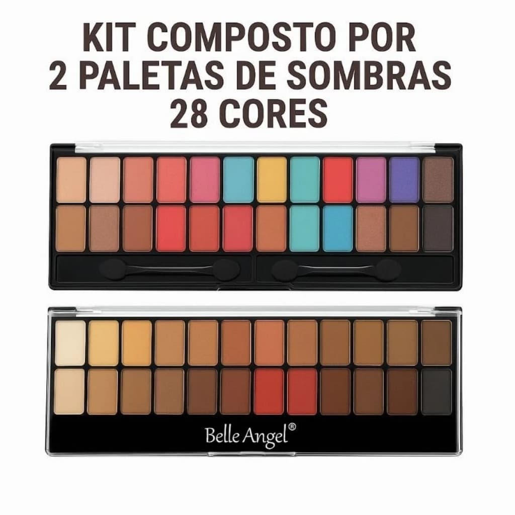 Kit 2 Paletas de Sombras Belle Angel B013-3 e B105 com 56 Cores Variadas Make