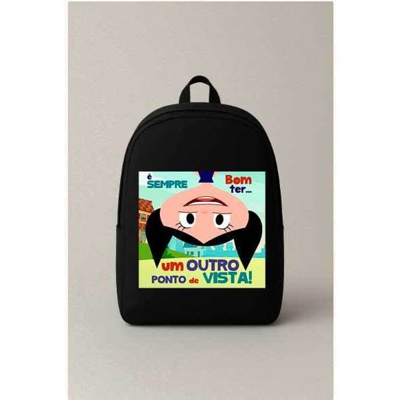 Mochila Escolar Estampada Frase Outro Ponto de Vista Bolsa Ideal Para Passeios e Viagens Infantil Luna Trevix
